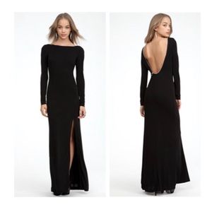 Bebe Black Zipper Open Slit Evening Gown Sz M